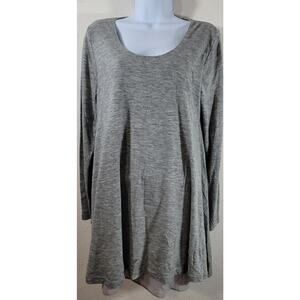Umgee Gray Heathered Layered Hem Scoop Neck Medium Lightweight Soft Flowy
